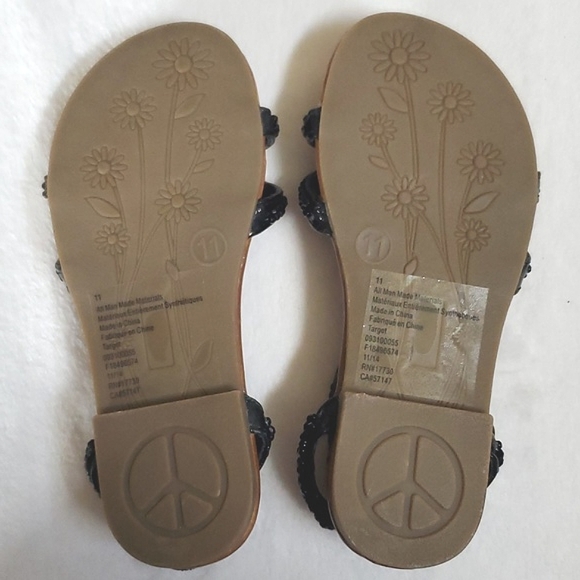 NWOT Cherokee Black Sandals Hook & Loop Closure Toddler Girls Size 11 Shoes - Picture 9 of 9